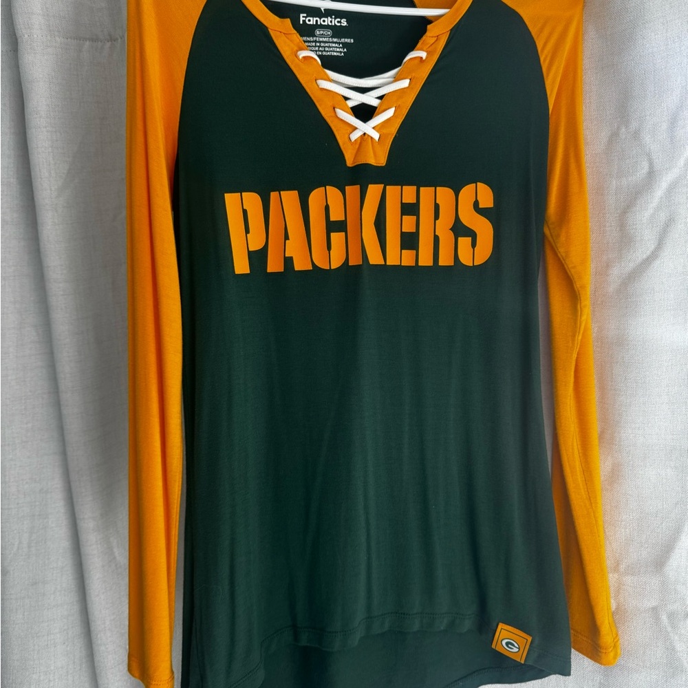 Fanatics Green and Gold Packers Lace-Up Long Sleeve